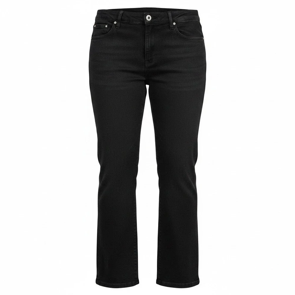 Jones New York Signature Jeans Womens 14W Black Stretch Straight Leg High Rise